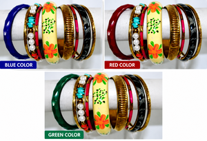Ensemble de bracelets bohèmes faits à la main avec perles, bracelet en résine peinte de style floral, bracelet empilable avec perles de nacre, bijoux ethniques unisexes tendance - Product Image 2