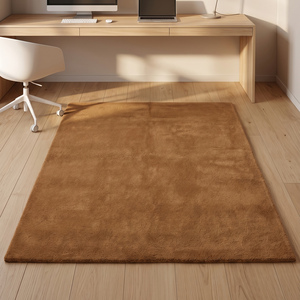 Tapis d'intérieur en laine marron chaud, uni, tufté à la main, antidérapant, doux et moelleux pour chambre à coucher, salon, entrée et décoration intérieure moderne - Product Image 1