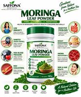 Bubuk Daun Moringa Premium Saffona 100g Bahan Makanan Herbal Alami Berbasis Tumbuhan Bubuk Daun Hijau untuk Makanan dan Minuman