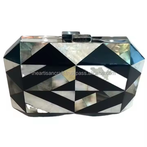 Sac à main de soirée en nacre incrustée de couleur personnalisée de haute qualité avec chaînes, fait à la main pour les filles et les femmes - Product Image 6