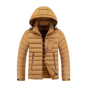 Chaqueta con capucha de invierno de algodón con costilla de nailon 50D de alta calidad para hombre, prendas de vestir con cremallera y soporte informales disponibles - Product Image 2