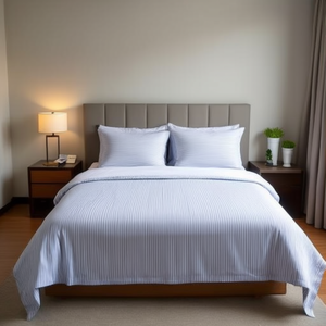 Hotel Bed <b>Sheet</b> 300TC Cotton Stripe Flat <b>Fitted</b> <b>Sheet</b> Solid Pattern Standard <b>Single</b> Size-for Home and Hotel Bedding - Product Image 2