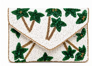 Palm Tree Beaded Clutch | Handmade Tropical Envelope <b>Bag</b> | <b>Summer</b> Statement Evening Purse| Handmade <b>Summer</b> <b>Bag</b> - Product Image 2