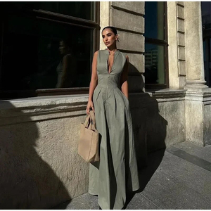 Nouvelle Robe Longue Décontractée pour Femme, Modèle Été, Tendance, Une Pièce, Fermeture Éclair Avant, Sans Manches, Coupe Ajustée à la Taille, Idéale au Quotidien - Product Image 5