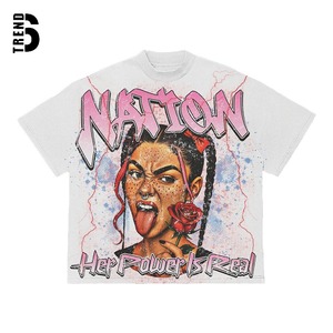 Nueva Camiseta Oversize para Mujer, Cuello Redondo, Manga Corta, Lentejuelas, Estampado de Ojos Personalizado, Corte Holgado, 100% Algodón, Ligera, Tejido Jersey Ecológico - Product Image 2