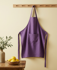 Delantal de Cocina Morado de Lino Ecológico, Duradero y Reutilizable, Sin Mangas, con Cinturón, Unisex, para Uso Diario en Restaurantes y Cafeterías - Product Image 4