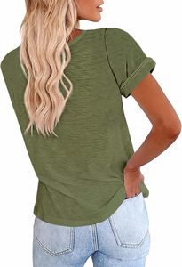 Camiseta de Algodón para Mujer, Moderna, Casual, Corte Regular, Manga Regular, Cuello Redondo, Estilo Urbano, Básica, Suave y Transpirable - Product Image 2
