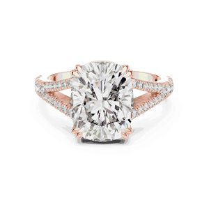 แหวนหมั้นเพชรทรงคุชชั่น 5 กะรัต เพชรเลี้ยงในห้องปฏิบัติการ ทองคำแท้ 18K น้ำหนักรวม 0.32 กะรัต ทรงกลม ประดับเพชรแบบ Pave ดีไซน์แหวนแยกส่วน แหวนหรูหราโดดเด่น - Product Image 5