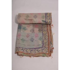 Couverture Kantha Gudri en coton indien, faite à la main, vintage, style bohème, jeté de lit réversible, couverture, cadeau, décoration - Product Image 4