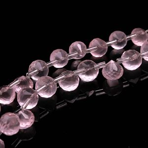 Perles de quartz rose naturel facettées en forme d'oignon 7-9MM, perles de pierre précieuse de quartz rose facettées en forme de goutte pour la fabrication de bijoux et la vente en gros - Product Image 1