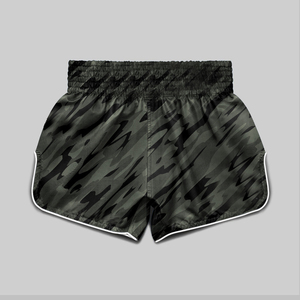 Pantalones Cortos de Muay Thai para Hombre, Pantalones Cortos de Boxeo con Estampado de Camuflaje, Cintura Elástica con Cordón, Pantalones Cortos de Entrenamiento de Artes Marciales - Product Image 2