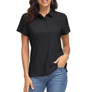 Camiseta de Polo informal de lujo para mujer, ajustada, de manga corta, ligera, antiarrugas, de secado rápido, transpirable, de algodón, de punto sólido a la moda - Product Image 1