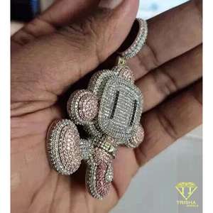 จี้ตัวการ์ตูนสุดหรู ทำจากเงินแท้ 925 ประดับเพชร VVS ที่ได้รับการเพาะเลี้ยงในห้องปฏิบัติการ - Product Image 2