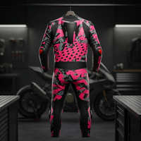 Combinaison de course en cuir pour moto personnalisée, coupe-vent, protection CE niveau 2, camouflage rose, unisexe
