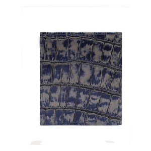 Cartera Bifold Delgada de Cuero Genuino Grabado para Hombre, Diseño Premium con Patrón Animal, Azul Marino Gris Texturizado, Tamaño de Bolsillo, Artículo de Regalo - Product Image 1