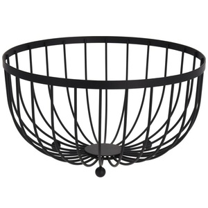 Corbeille à fruits ovale en métal noir moderne, support de rangement ouvert minimaliste pour comptoir de cuisine - Product Image 5