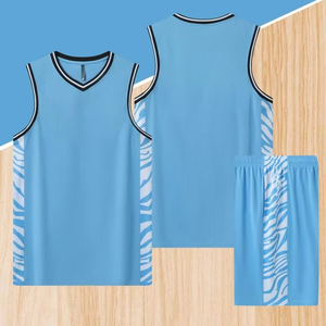 Breathable Sleeveless Men Basketball Jersey Set 100% <b>Polyester</b> Sublimated Print Geometric Pattern Elastic Waist <b>Shorts</b> - Product Image 2