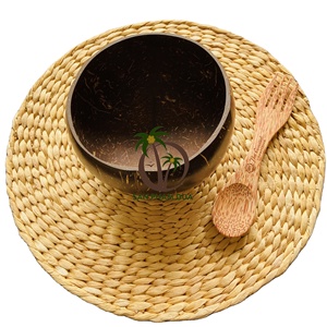 Bol de table en coquille de noix de coco, JUMBO, ensemble de bols en coquille de noix de coco avec cuillère foncée/boîte de bols réutilisables écologiques du VIETNAM 4 pièces - Product Image 2