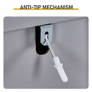 Mobiletto Basso in Truciolato Grigio con Rivestimento in Melamina 18*40*70cm, Due Cassetti, Un Pannello, con Ruote e Ripiano Estraibile - Product Image 3