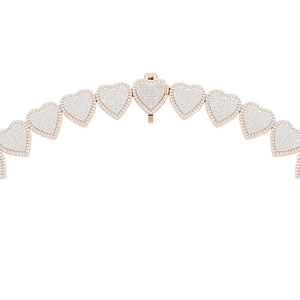 Diamond Heart Link <b>Necklace</b> 10.11CT Lab Grown IGI Certified 14K Gold Heart Halo Luxury <b>Statement</b> Jewelry Wholesale OEM ODM - Product Image 1