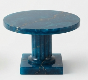 Blue <b>Marble</b> Look Stone Round <b>Cake</b> <b>Stand</b> Dessert Display Table Decorative Serving Tray Party Wedding Bakery Cafe Handmade Custom - Product Image 6