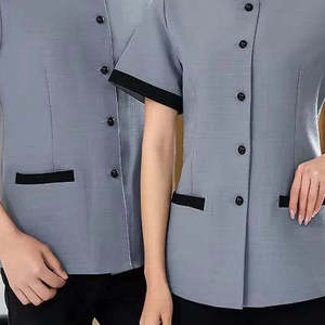 Uniforme de Trabajo Personalizado de Verano de Manga Corta Unisex de Poliéster y Algodón para Personal de Hotel Profesional - Product Image 2