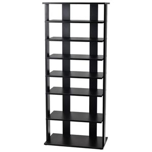 Scarpiera a 7 livelli a doppia fila salvaspazio in MDF, scaffale stretto con ripiani regolabili, anti-ribaltamento, per ingresso o armadio, nero - Product Image 2