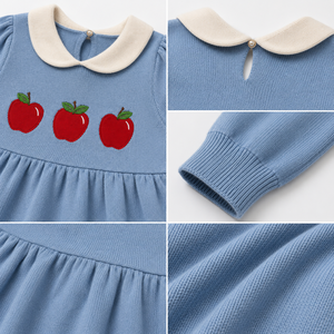 Haute qualité hiver bébé filles robe <span class=keywords><strong>de</strong></span> soirée conception 100% coton pomme brodé noël bébé fille <span class=keywords><strong>pull</strong></span> - Product Image 6