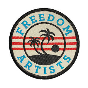 Parche Bordado Circular Freedom Artists con Palmeras y Rayas, Insignia de Tela Termoadhesiva - Product Image 1