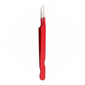Precision Stainless Steel <b>Eyelash</b> Tweezers Red Smooth Tip For <b>Eyelash</b> <b>Application</b> - Product Image 1