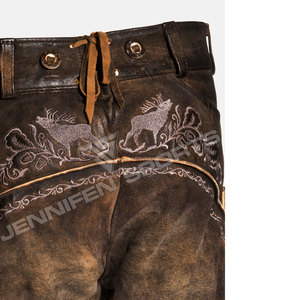 Shorts pour hommes en cuir suédé de vachette bavarois allemand de haute qualité, personnalisés avec logo brodé, style décontracté - Product Image 5