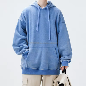 เสื้อฮู้ดสำหรับผู้ชายเสื้อฮู้ดแนวสตรีทแวร์ซักแบบกรดสไตล์ฮิปฮอปซักได้โลโก้ออกแบบได้ตามต้องการ - Product Image 4