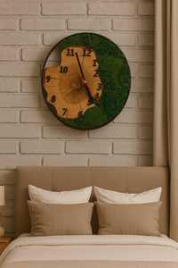 Emerald Forest Wood Slice Wall <b>Clock</b> Moss Grove Rustic Wooden Wall <b>Clock</b> Woodland Harmony Moss Art <b>Clock</b> Evergreen Timber Moss - Product Image 6