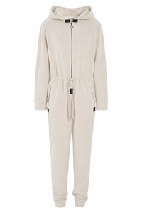 Pijama Enterizo con Capucha para Mujer, Manga Larga, Color Sólido, Tejido de Punto, 100% Poliéster, Impermeable, Cierre con Cordón, Informal, para Invierno - Product Image 5