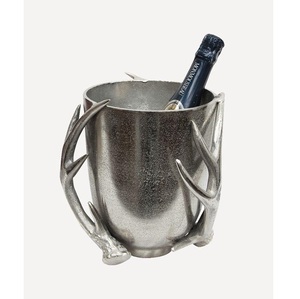 Seau décoratif au design élégant avec poignée en bois de cerf pour événements et fêtes d'anniversaire, couleur argent - Product Image 1