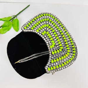 Elegante antiguo mujer étnica noche chapada en oro bandolera Sling moderno Vintage pulido neón verde Metal mosaico limpio - Product Image 4