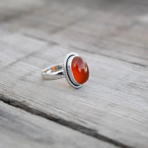 Carnelian Gemstone Midi <b>Ring</b> 925 Sterling Silver <b>Dainty</b> Carnelian <b>Ring</b> Christmas Valentine Anniversary Gift <b>Ring</b> For Her - Product Image 3