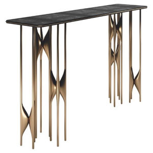 Base de Metal de Alta Calidad con Acabado en Oro de Lujo y Tapa de Mármol Negro para Mesas de Consola, Diseño Moderno - Product Image 2