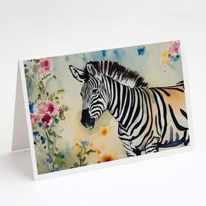 Whimsical Zebra-Themed A7 Tamaño 5x7 Tarjetas de notas en blanco Paquete de 8 con sobres para saludos - Product Image 1