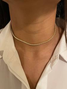 Magnifique Collier Chaîne Tennis en Diamants Taille Brillant VS1, Plaqué Platine, Or Massif 14 carats, Sertissage Griffe, Cadeau de Fiançailles - Product Image 3