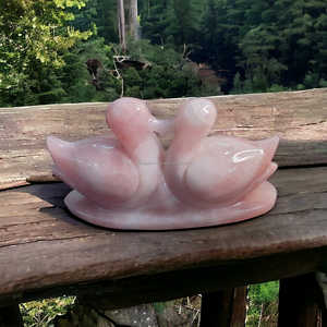 Pink Rose Quartz Swan <b>Crystal</b> Figurine Natural Hand Carved Stone Statue Home Decoration Feng Shui Gift <b>Crafts</b> Wholesale for Gift - Product Image 4
