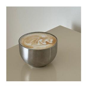 Mugs à café en acier inoxydable à paroi simple, élégants, finition polie miroir et métal mat. - Product Image 4