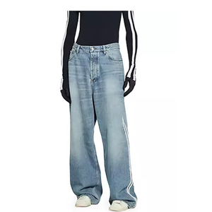 Baggy <b>Jeans</b> Pants Unisex New Custom Made Designs Embroidery Printing Streetwear Fashion Washed Wide Leg Baggy <b>Jeans</b> Pants - Product Image 2