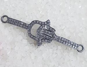 Connecteur Main de Fatma pavé de diamants en argent sterling 925 plaqué or, format boîte 48x15MM, <span class=keywords><strong>pour</strong></span> la fabrication de <span class=keywords><strong>bracelets</strong></span> - Product Image 4