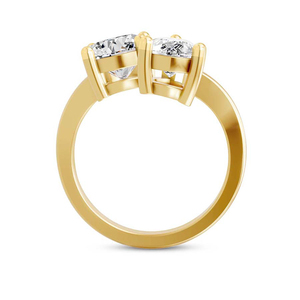 Nouvelle collection, différents motifs, bague en or massif 14k/18k Rosalie Two Stone Toi et Moi avec diamants de laboratoire, bijoux pour femmes. - Product Image 5