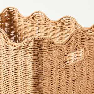 Ensemble de paniers organisateurs rectangulaires en rotin tressé à la main au design décoratif, en osier naturel, fabriqué au Vietnam - Product Image 4