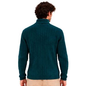<b>Mens</b> Dark Petrol Blue Ribbed <b>Turtleneck</b> <b>Sweater</b> Long Sleeve Winter Knit Pullover High Neck Warm Casual Fashion Jumper Top - Product Image 3