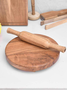 Premium Acacia Wood Chakla Belan Set Handcrafted <b>Rolling</b> Board and <b>Pin</b> for Chapati Roti Paratha Kitchen and Dining Decor - Product Image 3
