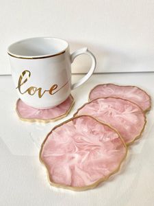 Posavasos de Resina Hechos a Mano en Tono Azulado para Café, Té y Bebidas con Diseño de Olas Oceánicas, Estilo Mediterráneo - Product Image 3