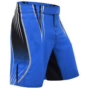 Shorts de sport bleus pour hommes, taille mi-haute, élastiques, séchage rapide, à rayures, en spandex et polyester, style Bermuda - Product Image 3
